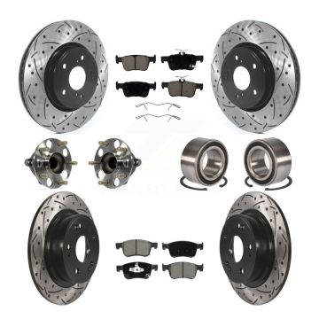 Front Rear Wheel Hub Bearing Coated Disc Brake Rotor And Pads Kit (10Pc) For Honda Accord KBB-124340