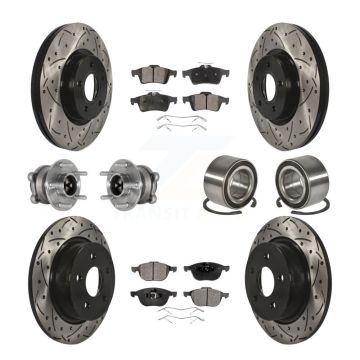 Front Rear Hub Bearing Coated Disc Brake Rotors And Pads Kit (10Pc) For Ford Escape C-Max KBB-124388
