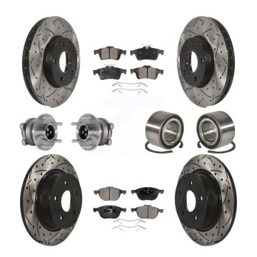 Front Rear Hub Bearing Coat Brake Rotor Pad Kit (10Pc) For Ford C-Max With Parking Assist KBB-124389