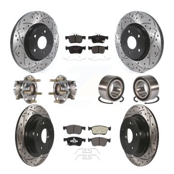Front Rear Wheel Hub Bearing Coated Disc Brake Rotor And Pads Kit (10Pc) For Honda Accord KBB-124403