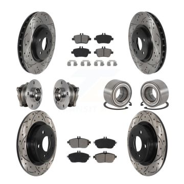 Front Rear Hub Bearing Coated Brake Rotor Pads Kit (10Pc) For Mercedes-Benz GLA250 CLA250 KBB-124424