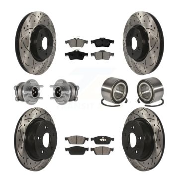 Front Rear Hub Bearing Coated Brake Rotor & Pads Kit (10Pc) For Ford Escape FWD with 2.0L KBB-124430