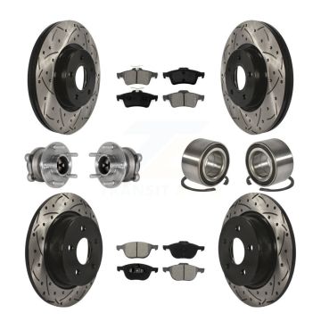 Front Rear Hub Bearing Coated Disc Brake Rotors And Pads Kit (10Pc) For Ford Escape C-Max KBB-124431