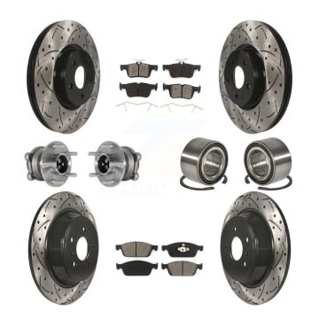 Front Rear Hub Bearing Coated Disc Brake Rotor Pad Kit (10Pc) For Ford Escape Lincoln MKC KBB-124444