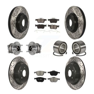 Front Rear Hub Bearing Coat Brake Rotor Pad Kit (10Pc) For Ford Escape FWD with 2.5L/1.5L KBB-124445