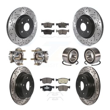 Front Rear Wheel Hub Bearing Coated Disc Brake Rotor And Pads Kit (10Pc) For Honda Accord KBB-124475