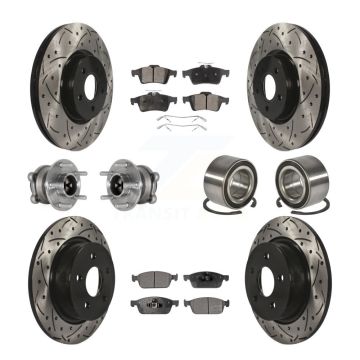 Front Rear Hub Bearing Coated Brake Rotor & Pads Kit (10Pc) For Ford Escape FWD with 2.0L KBB-124481