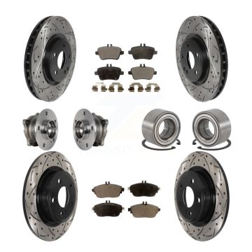 Front Rear Hub Bearing Coated Brake Rotor Pads Kit (10Pc) For Mercedes-Benz GLA250 CLA250 KBB-124500