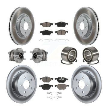 Front Rear Hub Bearing Coated Disc Brake Rotors And Pads Kit (10Pc) For Ford Escape C-Max KBB-124516
