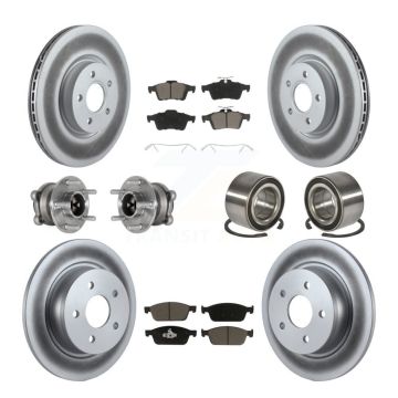 Front Rear Hub Bearing Coated Brake Rotor & Pads Kit (10Pc) For Ford Escape FWD with 2.0L KBB-124517