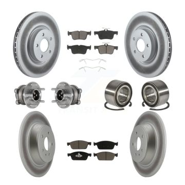 Front Rear Hub Bearing Coated Disc Brake Rotor Pad Kit (10Pc) For Ford Escape Lincoln MKC KBB-124520