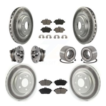 Front Rear Hub Bearing Coat Brake Rotor Pad Kit (10Pc) For 15-18 Mercedes-Benz CLA250 AWD KBB-124578