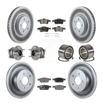 Front Rear Hub Bearing Coated Brake Rotor & Pads Kit (10Pc) For Ford Escape FWD with 2.0L KBB-124642