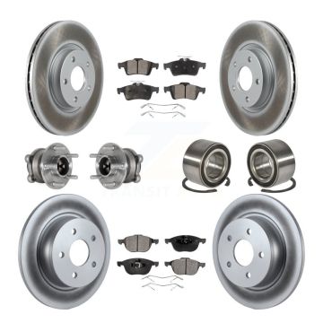 Front Rear Hub Bearing Coated Disc Brake Rotors And Pads Kit (10Pc) For Ford Escape C-Max KBB-124643