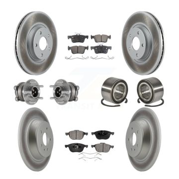 Front Rear Hub Bearing Coat Brake Rotor Pad Kit (10Pc) For Ford Escape FWD with 2.5L/1.5L KBB-124647