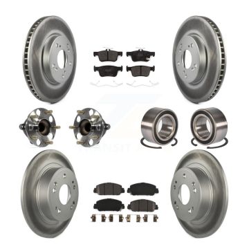 Front Rear Wheel Hub Bearing Coated Disc Brake Rotor And Pads Kit (10Pc) For Honda Accord KBB-124649