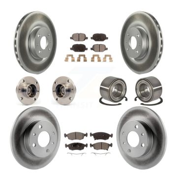 Front Rear Hub Bearing Assembly Coated Disc Brake Rotors And Pads Kit (10Pc) For Fiat 500 KBB-124682