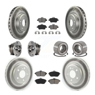 Front Rear Hub Bearing Coat Brake Rotor Pad Kit (10Pc) For 15-18 Mercedes-Benz CLA250 AWD KBB-124739