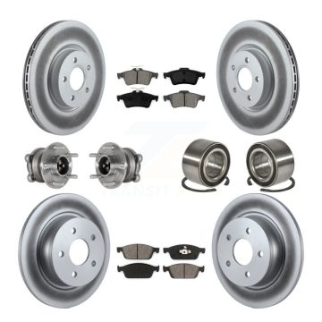Front Rear Hub Bearing Coated Brake Rotor & Pads Kit (10Pc) For Ford Escape FWD with 2.0L KBB-124757