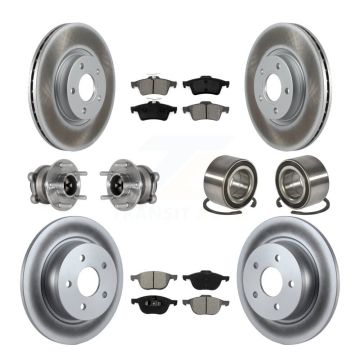 Front Rear Hub Bearing Coated Disc Brake Rotors And Pads Kit (10Pc) For Ford Escape C-Max KBB-124758