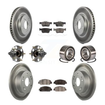 Front Rear Wheel Hub Bearing Coated Disc Brake Rotor And Pads Kit (10Pc) For Honda Accord KBB-124852