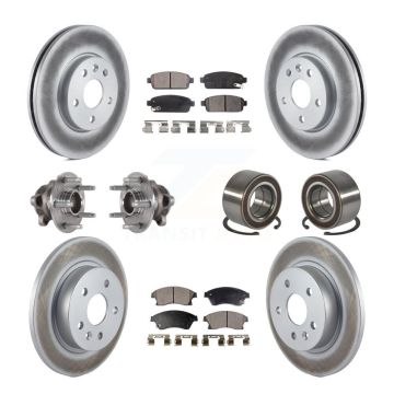 Front Rear Hub Bearing Coated Brake Rotor & Pads Kit (10Pc) For 2016-2017 Chevrolet Sonic KBB-124892