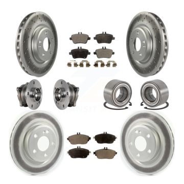 Front Rear Hub Bearing Coat Brake Rotor Pad Kit (10Pc) For 15-18 Mercedes-Benz CLA250 AWD KBB-124901