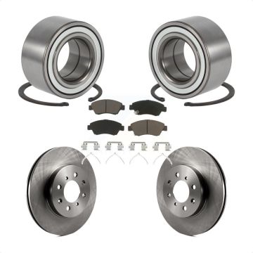 Front Wheel Bearing Brake Rotor & Pads Kit For 2004-2005 Honda Civic Si With 4 Lug Wheels KBB-124985