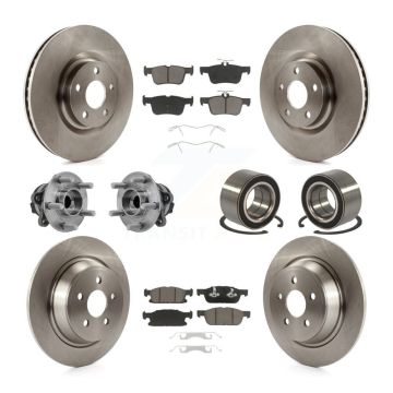 Front Rear Hub Bearing Disc Brake Rotor And Ceramic Pad Kit (10Pc) For 2015 Ford Edge FWD KBB-126527