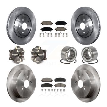 Front Rear Hub Bearing Disc Brake Rotor And Ceramic Pads Kit (10Pc) For Toyota Highlander KBB-126528