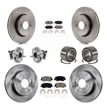 Front Rear Hub Bearings Disc Brake Rotors And Pads Kit (10Pc) For Kia Rio Hyundai Accent KBB-126530
