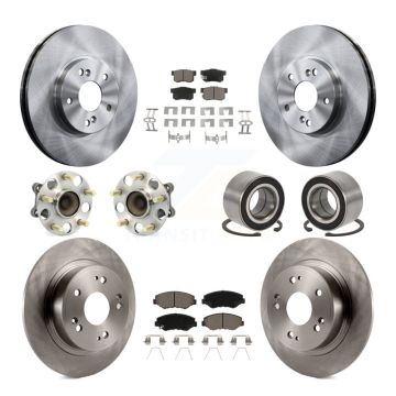 Front Rear Wheel Hub Bearing Disc Brake Rotor And Ceramic Pad Kit (10Pc) For Honda Accord KBB-126531