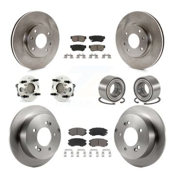 Front Rear Hub Bearing Brake Rotor Pad Kit (10Pc) For Kia Magentis 4-Wheel ABS From 10 05 KBB-126537