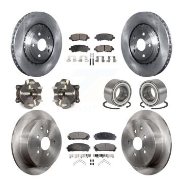 Front Rear Hub Bearing Assembly Disc Brake Rotor And Pad Kit (10Pc) For Toyota Highlander KBB-126554