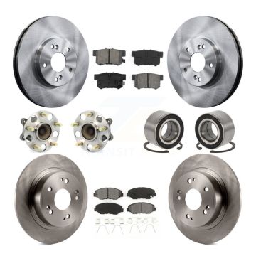 Front Rear Hub Bearing Disc Brake Rotor And Semi-Metallic Pad Kit (10Pc) For Honda Accord KBB-126558