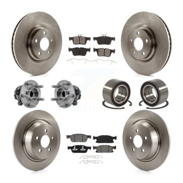 Front Rear Wheel Hub Bearing Disc Brake Rotors And Pads Kit (10Pc) For 2015 Ford Edge FWD KBB-126563