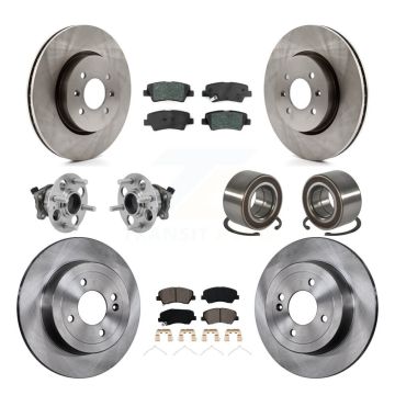 Front Rear Hub Bearings Disc Brake Rotors And Pads Kit (10Pc) For Kia Rio Hyundai Accent KBB-126568