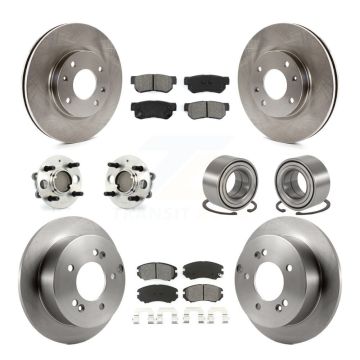 Front Rear Hub Bearing Brake Rotor Pad Kit (10Pc) For Kia Magentis 4-Wheel ABS From 10 05 KBB-126569