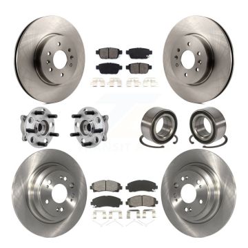 Front Rear Hub Bearings Disc Brake Rotors And Pads Kit (10Pc) For 2009-2013 Acura TL AWD KBB-126570