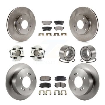 Front Rear Hub Bearing Brake Rotor Pad Kit (10Pc) For Kia Magentis 4-Wheel ABS From 10 05 KBB-126575