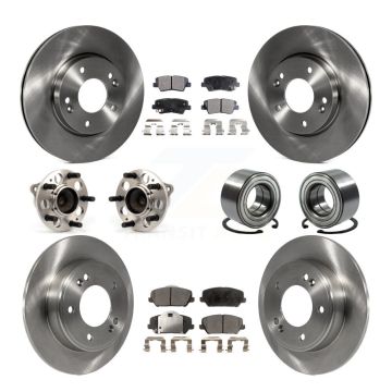 Front Rear Hub Bearing Disc Brake Rotor And Ceramic Pads Kit (10Pc) For 2014 Kia Forte LX KBB-126576