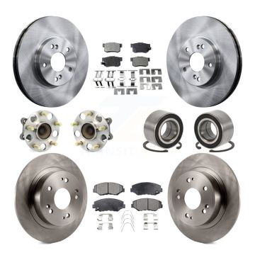 Front Rear Wheel Hub Bearing Disc Brake Rotor And Ceramic Pad Kit (10Pc) For Honda Accord KBB-126579