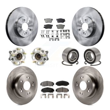 Front Rear Wheel Hub Bearing Disc Brake Rotor And Ceramic Pad Kit (10Pc) For Honda Accord KBB-126581
