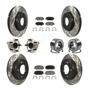 Front Rear Hub Bearing Coated Disc Brake Rotors And Pads Kit (10Pc) For 2014 Kia Forte LX KBB-126591