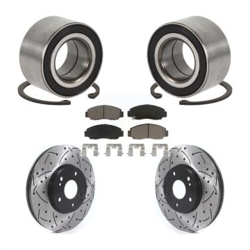 Front Wheel Bearing Coated Drilled Slotted Disc Brake Rotor And Pads Kit For Honda Accord KBB-126603