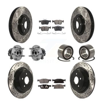 Front Rear Hub Bearing Coated Disc Brake Rotor And Pads Kit (10Pc) For 2015 Ford Edge FWD KBB-126615