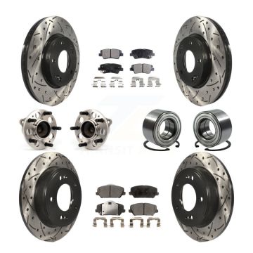 Front Rear Hub Bearing Coated Disc Brake Rotors And Pads Kit (10Pc) For 2014 Kia Forte LX KBB-126618