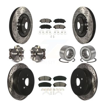 Front Rear Hub Bearing Coated Disc Brake Rotors And Pads Kit (10Pc) For Toyota Highlander KBB-126622