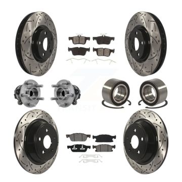 Front Rear Hub Bearing Coated Disc Brake Rotor And Pads Kit (10Pc) For 2015 Ford Edge FWD KBB-126623