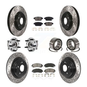 Front Rear Hub Bearing Coated Disc Brake Rotor Pads Kit (10Pc) For 2009-2013 Acura TL AWD KBB-126624